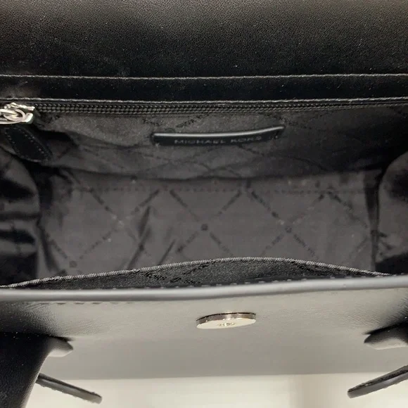 MICHAEL KORS Carmen Medium Flap Saffiano Leather Belted Satchel Black color - Picture 12 of 16